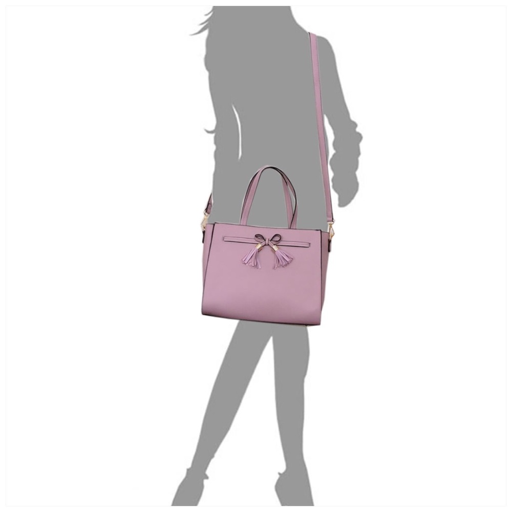 Bow Tassel Satchel Set Black - Picture 5 of 7
